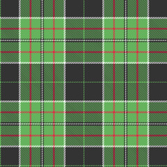 Tartan Cloth Pattern. Checkered plaid vector illustration. Seamless background of Scottish style. For papers, textiles, decorations, prints, and wrappings. Soft green, dark gray, red, and white.