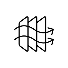 Ventilation line icon. Air conditioning, Conditioner , Air filtration, cold, heat, virus, fan, propeller, thermometer, etc. Fresh air concept. Vector black line icon on a white background