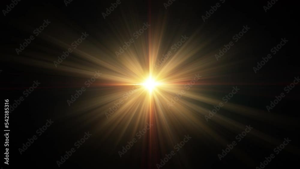 Wall mural 4k loop center rotating flickering glow star lights optical lens flares shiny animation art backgrou