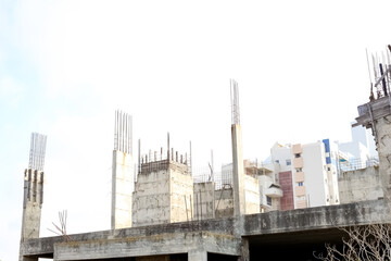 Naklejka premium View of unfinished construction site in city