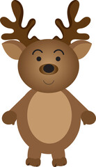 Brown cartoon deer and beautiful horns 
