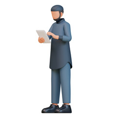 Muslim man Teacher Cartoon 3d Illustration