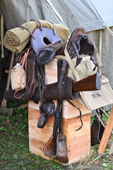 World War I horse saddle retro objects