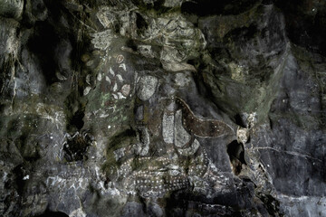 Beautiful texture of dark stone background in the cave