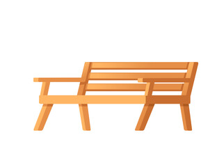 Wooden classic park bench outdoor city furniture vector illustration isolated on white background