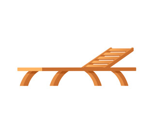 Beach wooden lounger summer sunbed vector illustration isolated on white background