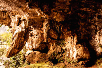 Beautiful texture of dark stone background in the cave