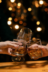 Celebrate whiskey on a friendly party in  restaurant