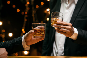 Celebrate whiskey on a friendly party in  restaurant