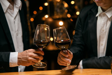 Celebrate whiskey on a friendly party in  restaurant