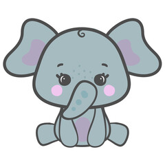Adorable elephant baby  sitting baby posture, nursery safari vintage colour theme