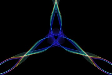 Abstract holographic rainbow lines on a black background