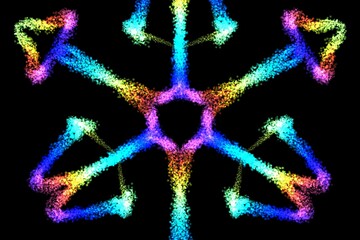 Abstract holographic rainbow lines on a black background