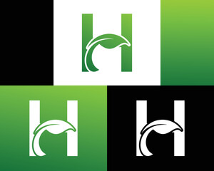 Abstract letter H green leaf logo