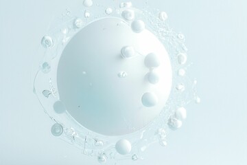 Abstract big white ball with small balls around it