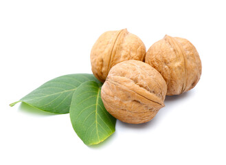Fresh walnuts isolated on white background