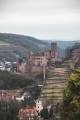 Ancient Wertheim castle on a gloomy day in Germany