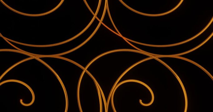 3d render with decorative curved golden lines