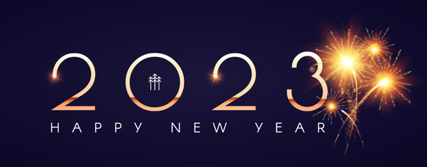 Fototapeta na wymiar Happy new 2024 year Elegant gold text with fireworks and light effects.