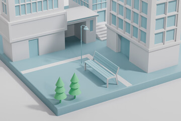 3d rendering city construction in different time