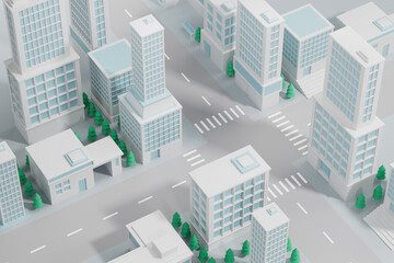 3d rendering city construction in different time