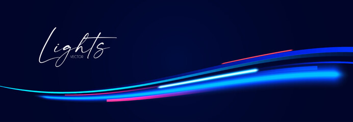 Motion light effect. Shining neon magic background and liquid speed light