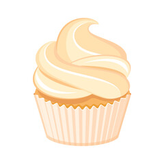 One cream vanilla cupcake icon vector. Delicious vanilla cupcake icon vector isolated on a white background