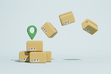 3d rendering carton store and delivery concept picture