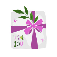 Thank You Appreciation Gratitude Floral Leaves Trendy Typography Vector Background for Greeting Cards, Post Cards, Poster, Flyers, Social Media