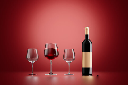 3d rendering different wine picture