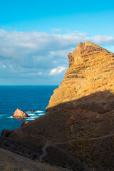 Fototapeta na wymiar Rocky cliff over sea in Madeira, Portugal