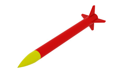 red nuclear missile isolated