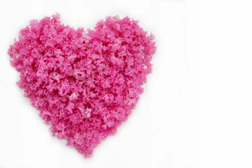 pink flower shape heart on white