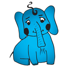 the little blue elephant is sitting quietly