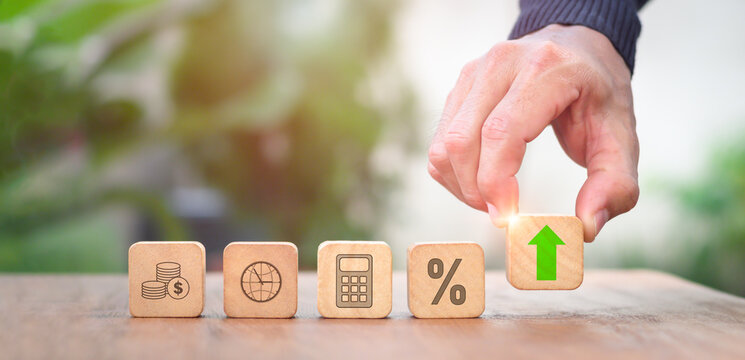 Budget and financial planning concept involving a management or executive CFO estimating the company's annual revenue and expenses. The annual strategy plan and corporate finance