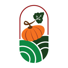pumpkin farming logo Icon Illustration Brand Identity