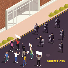 Street Demonstration Isometric Composition