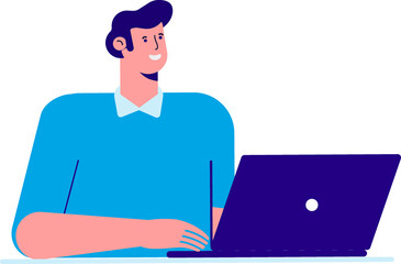 Man working Laptop flat illustration