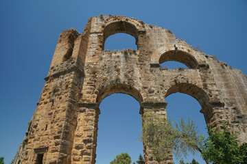 Fototapeta na wymiar Aqueduct of Aspendos Ancient City in Antalya, Turkiye