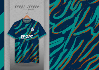 Fabric pattern design for sports t-shirts, soccer jerseys, running jerseys, jerseys, workout jerseys, blue wave pattern.