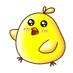 Cute yellow cartoon chick.