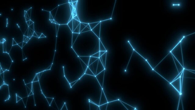 Seamless loop abstract neon background. Dynamic wave with many dots web