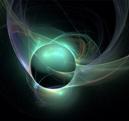 illustration of a green space planet star system, color graphics, background