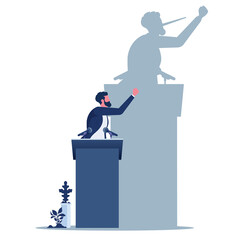 The Liar Concept, businessman with long nose shadow