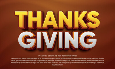 Happy Thanksgiving editable text effect template with 3d style