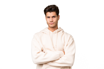 Young caucasian handsome man over isolated background feeling upset