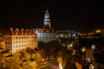 Obraz premium night view to Cesky Krumlov castle - Czech republic