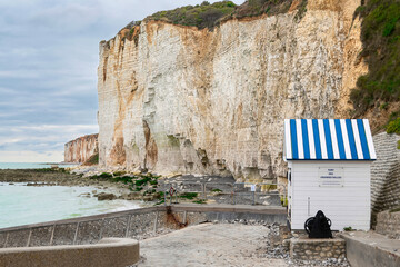 Port des Grandes Dalles Beach in the centre of the high cliffs of the Alabaster Coast, Normandy, France