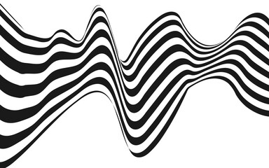 Abstract black and white curved line stripe. Wave background