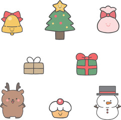 クリスマス　手書き可愛いベクターイラスト素材　